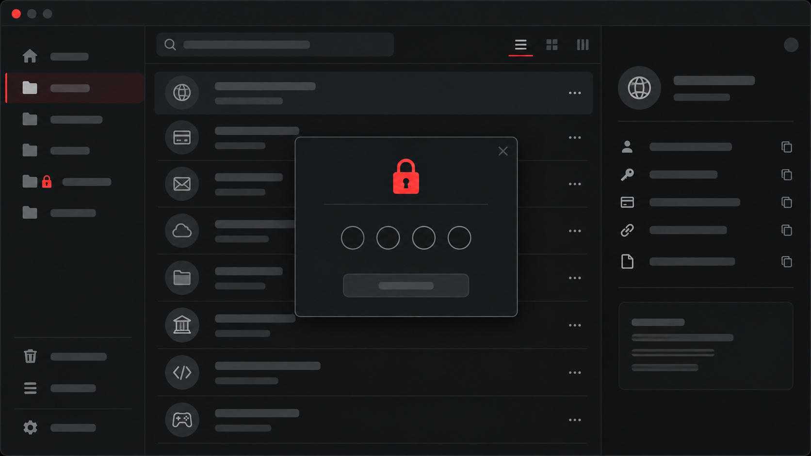 Concept illustration of a local credential vault with a protected folder and PIN unlock