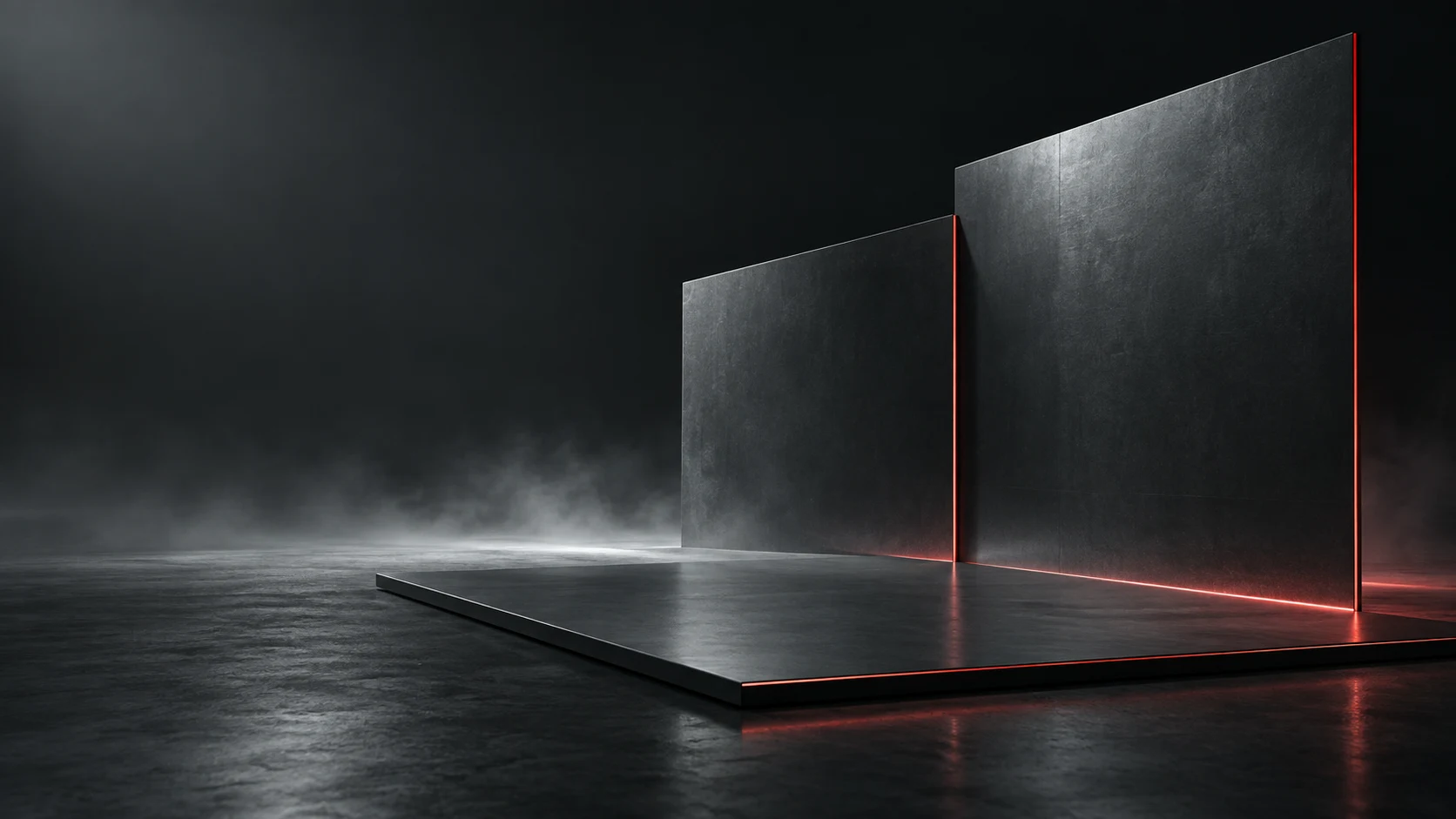 Three graphite planes meeting along a fine red edge